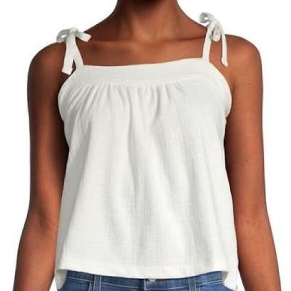 MADEWELL Crosshatch Tie-Strap Tank Top ivory L - Picture 1 of 9